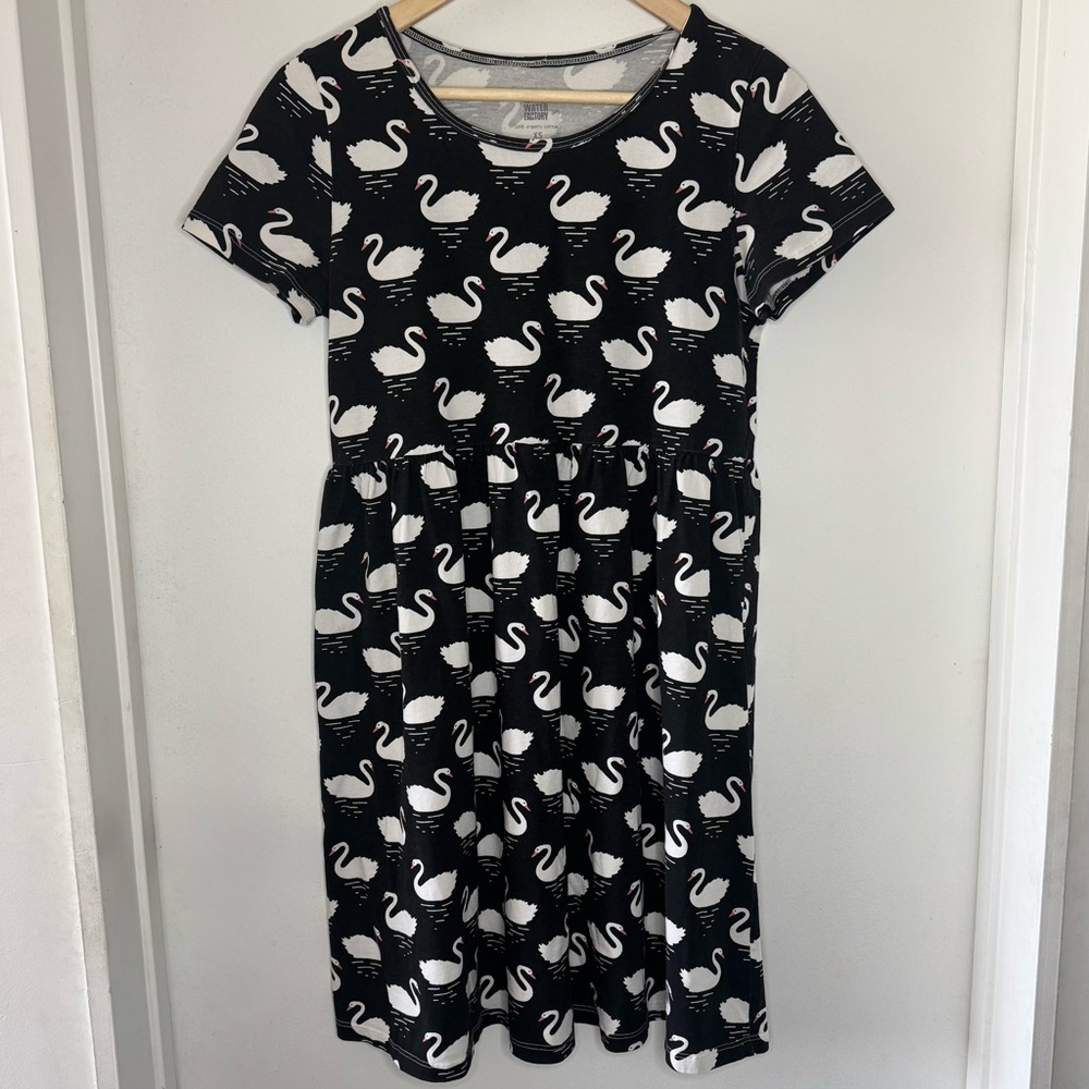 Winter Water Factory Swan Dress 100% Organic Cotton Knit Women’s Size X Small EU